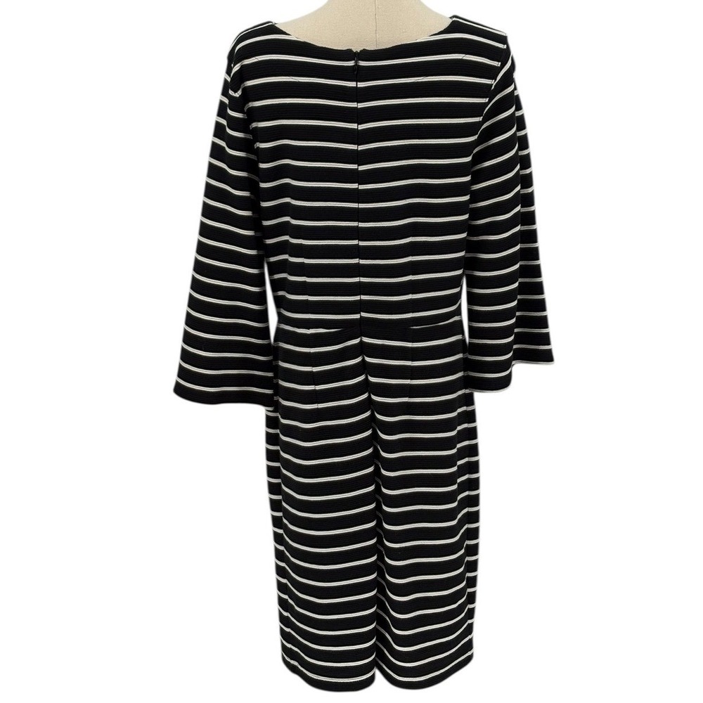 Old Navy Womens Black White Striped Boat Neck 3/4 Sleeve‎ Midi Dress Size L - Picture 2 of 5